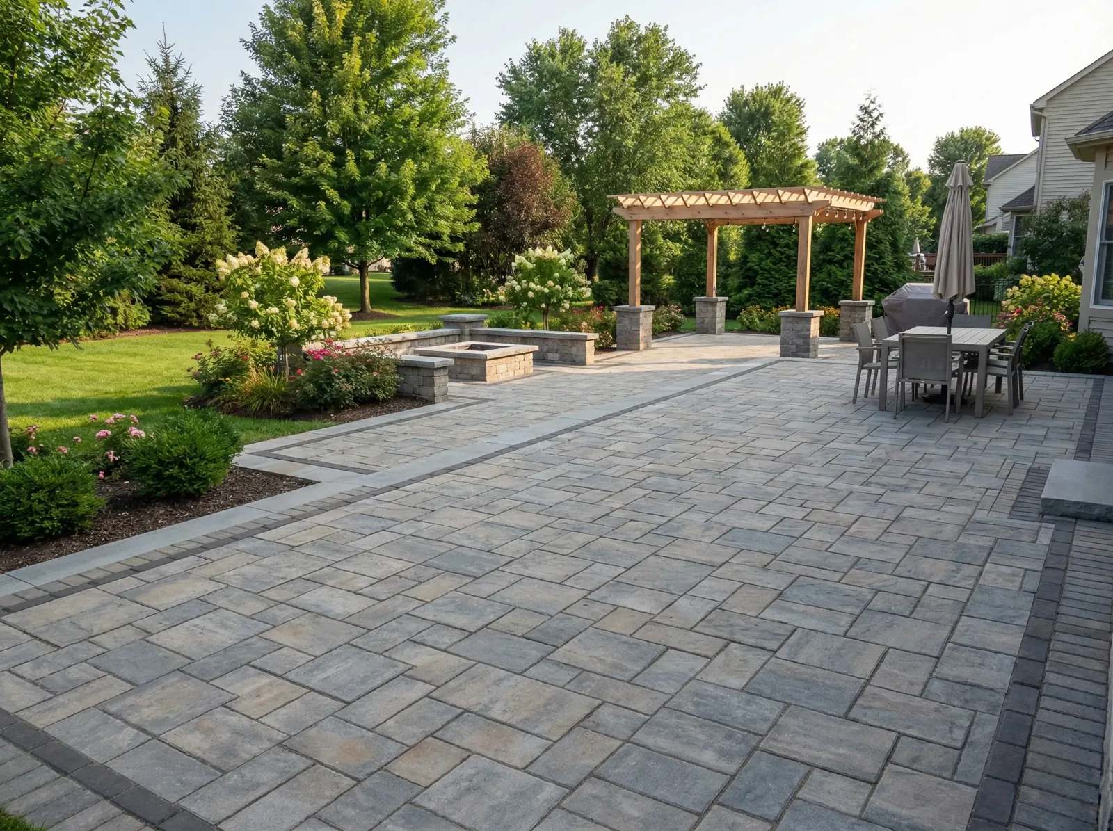 Paver patio with planting borders
