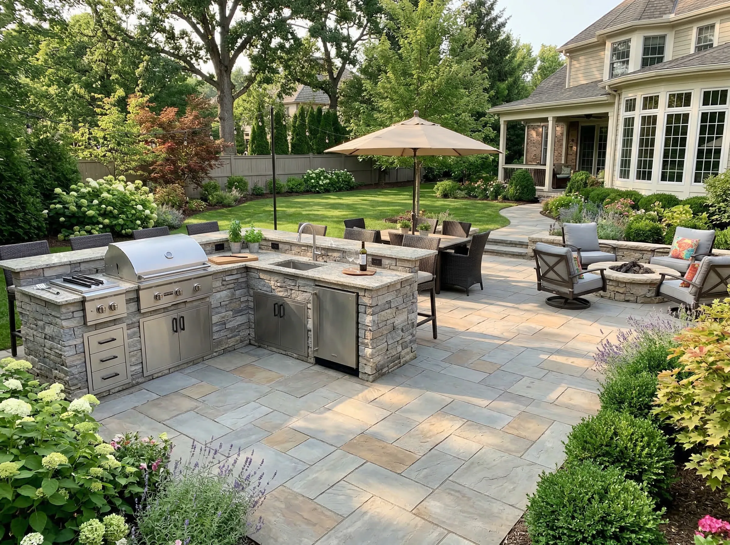 Backyard outdoor kitchen grill area in Vernon Hills, IL