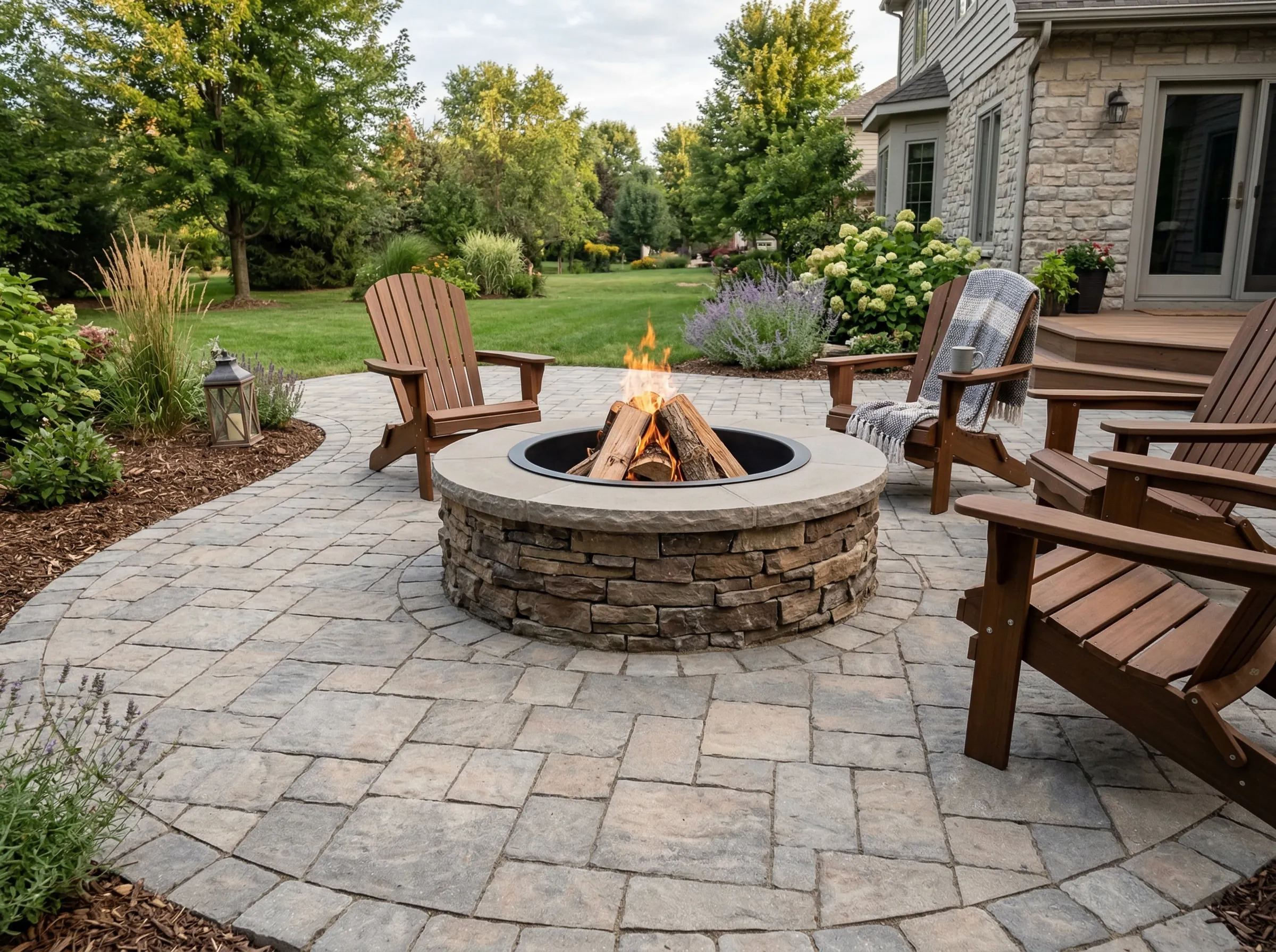Outdoor fire pit installation in Vernon Hills, IL
