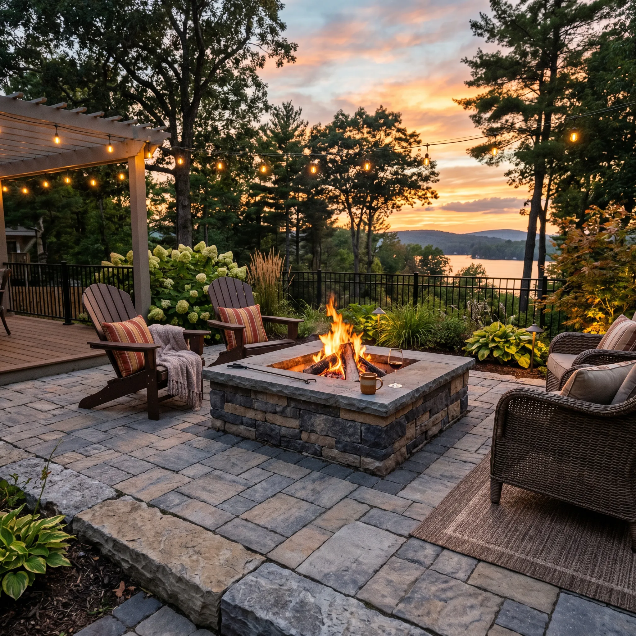 Stone fire pit in Vernon Hills, IL