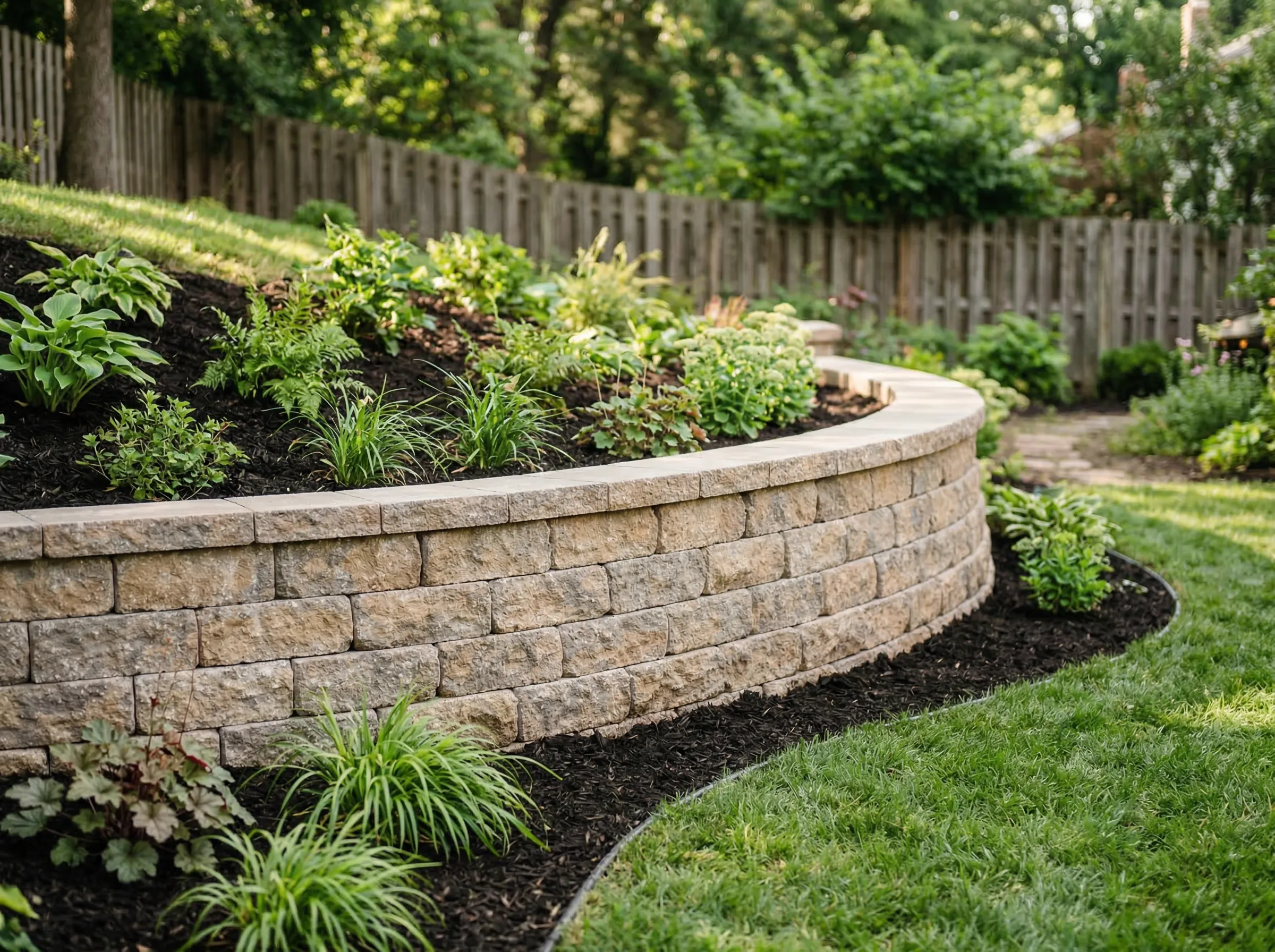 Stone retaining wall construction in Vernon Hills, IL